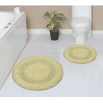 Home Weavers Radiant Collection 100% Cotton Non-Slip Bathroom Rug Set Machine Washable Round Shape Bathroom Rug-30" Round, Round Rug- 22" Round, Green Color 2 Piece Bath rug set