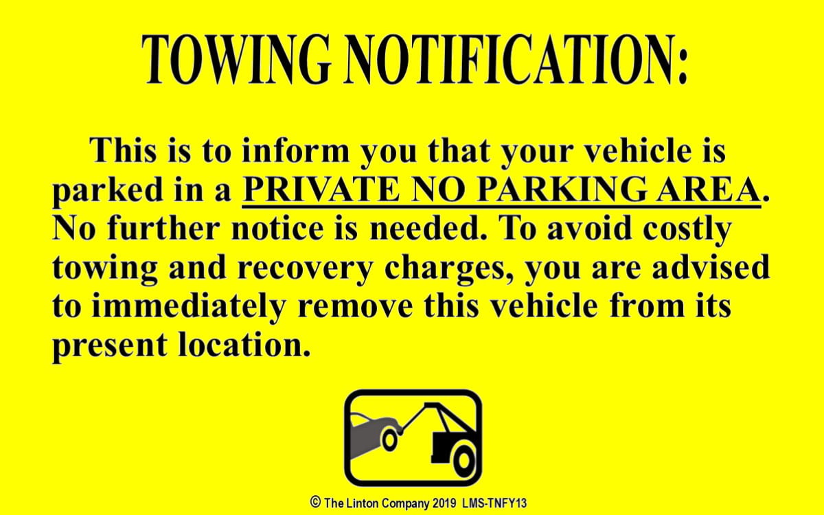 Yellow Lot of 50 25 or 10 Warning Private No Parking Violation Towing Stickers 