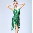 thumbnail image 4 of LYEAA Sequin Dress for Women Party Night Sleeveless V Neck Glittery Mini Dress Backless Elegant Dress Bodycon Solid Color Dress Slip Dress Holiday Dress Stretchy Ball Gown Dress Green Free Size, 4 of 8