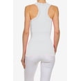 thumbnail image 3 of Seamless V-neck Camisole Racer Back Tank with Lace Trim, White, 3 of 4