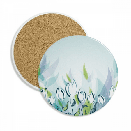 

Hand Painted Tulip Flower Coaster Cup Mug Tabletop Protection Absorbent Stone