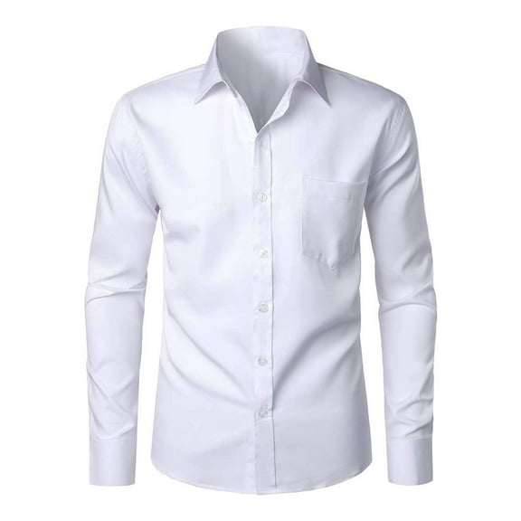 Weardear Men's Urban Stylish Casual Business Slim Fit Long Sleeve Button Up Dress Shirt with Pocket