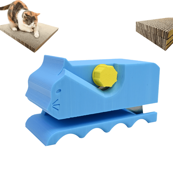 Cat Scratcher Cutter, 3D Printed Cardboard Strip Tool, Eco-Friendly Handheld Cutting Tool for DIY Cat Scratchers, 3D Printing Tool for Cat Lovers, Scratcher Accessories & Parts(Blue)