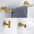 thumbnail image 2 of 3-Pieces Brushed Gold Bathroom Hardware Set SUS304 Stainless Steel Round Wall Mounted Includes 12" Hand Towel Bar,Toilet Paper Holder,Robe Towel Hooks,Bathroom Accessories Kit, 2 of 3