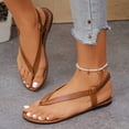 thumbnail image 6 of GERsome Flip-Flops for Women Slip-On Elastic Ankle Strap Thong Sandals Comfort Walking Shoes Beach Flat Sandals, Brown Size 6, 6 of 9