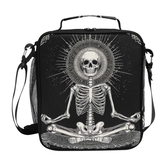 ALAZA Mandala Skeleton Sitting Lunch Box Insulated Lunch Bag Reusable Thermal Cooler Tote School Picnic