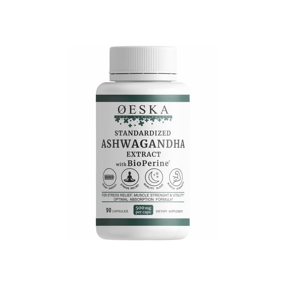 Oeska Standardized Ashwagandha Extract 500mg with Bioperine 90 capsules