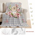 thumbnail image 6 of Easter Rabbit Throw Flannel Blanket Vintage Spring Pink Floral Bunny Purple Plaid Super Soft Cozy Bed Blanket, Lightweight Plush Fuzzy Bed Throw for Bedroom Sofa Couch Living Room 32x48In,, 6 of 9