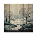 thumbnail image 3 of Designart "Blue White Modern Scandinavian Winter Painting II" Landscapes Print on Natural Pine Wood, 3 of 5