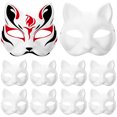 thumbnail image 1 of 10 mascarillas de gato pintadas a mano, para niños, para guardería, Halloween, cosplay (blancas), 1 of 7