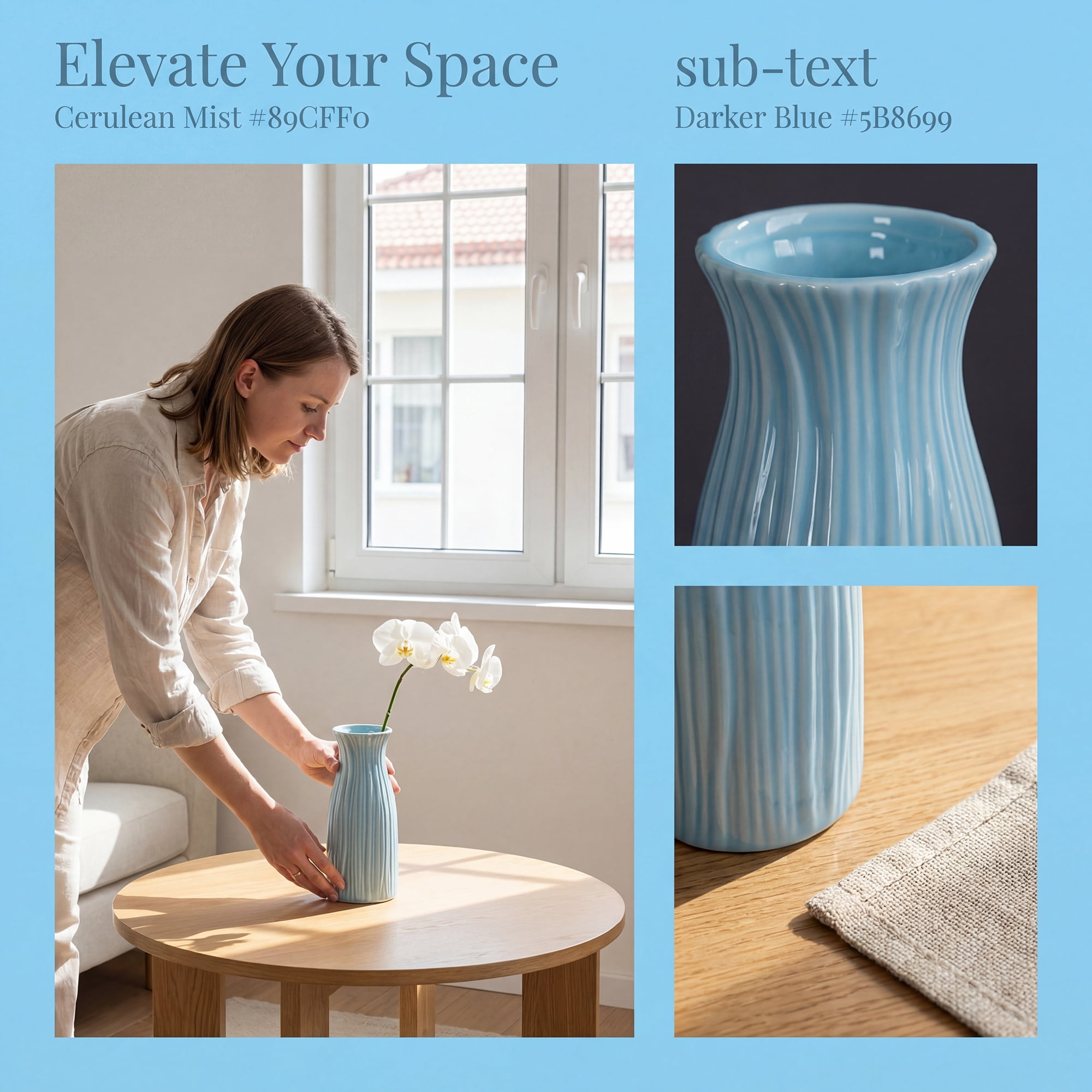 Unique Bargains Modern Cylinder Matte Ribbed Flower Vase Blue 2.4"L x 2.4"W x 5.1"H