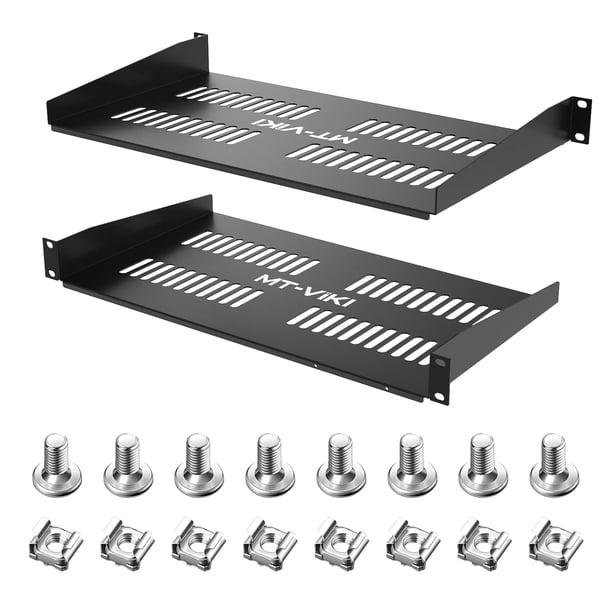 Estantería MT-VIKI de 19 pulgadas y 1 U, 2 unidades, 25 cm de profundidad