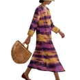 thumbnail image 3 of DISNIMO Women Maxi Dresses Tie Dye Printed Casual Fashion Dress Lightweight V Neck Shift Dress Loose 3/4 Sleeve Dresses, M, 3 of 6