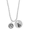 thumbnail image 1 of Delight Jewelry Silvertone Dream in Circle Silvertone Script Initial Disc - & - Charm Necklace, 20"+3", 1 of 4