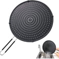 thumbnail image 3 of Heat Insulation Cooling Mat, Silicone Splatter Screen Pan Cover With Handle For Cooking And Frying(1pc, Black), 3 of 5