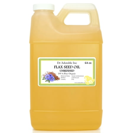 Dr Adorable - 64 oz - Flax Seed Oil - 100% Pure Organic Cold Pressed Unrefined Natural Hair Skin