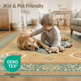 thumbnail image 4 of ODIKA 2'x3' Teal Sage Copper Medallion Ornate Washable Throw Rug Intricate Ornamental Motif With Decorative Scrollwork Flourishes Non-Slip, Low Profile, Flatwoven, Easy Care for Hallway, Study Room, 4 of 7