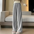 thumbnail image 2 of HVOBTTY Pants for Women, Wide Leg Pants Woman, Ladies' Drooping Soft and Loose Knit Sports Loose Pocket Drawstring Wide Leg Pants Gray,XXL, 2 of 5