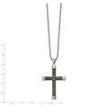 thumbnail image 2 of Stainless Steel Polished with Gray Wood Inlay Cross 24in Necklace; 24 inch; for Adults and Teens; for Women and Men, 2 of 2