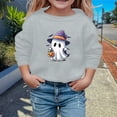 thumbnail image 2 of Wuxian Toddler Boys Girls Halloween Sweatshirt Pullover Cute Ghost Pumpkin Graphic Print Top Shirt Crewneck Long Sleeve Casual Loose Streetwear,Grey,3-4 Years, 2 of 4