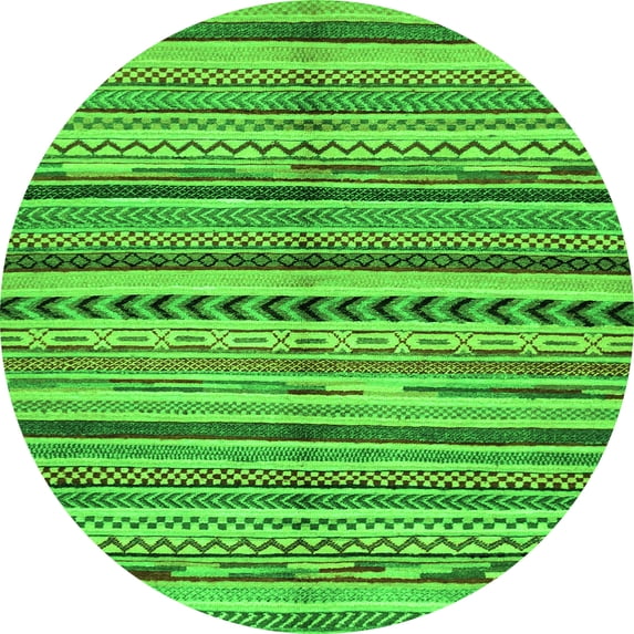 Ahgly Company Indoor Round Abstract Green Modern Area Rugs, 8' Round