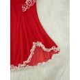 thumbnail image 3 of Women Lace Lingerie, Sexy Bow Mesh Sheer Babydoll V - Neck Mini Chemises Negligees with G - String, 3 of 4
