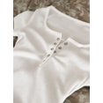 thumbnail image 3 of SUSHA Women's White Short Sleeve Fitted Button Front T Shirt, 3 of 6