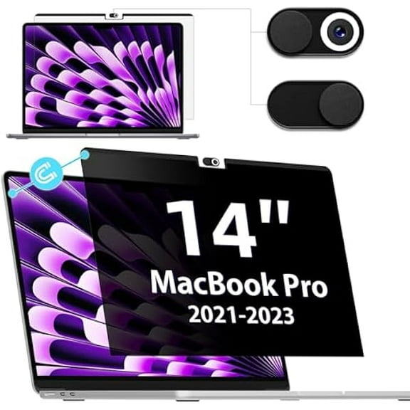 Privacy Screen MacBook Pro 14 Inch (2021-2023, M1, M2, M3-A2918 A2992 A2442 A2779), Magnetic Removable Matte Anti Blue Light Glare Filter 14in Privacy Screen Protector Compatible with Mac Pro 14.2"