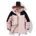 thumbnail image 2 of Mens Windbreaker Jackets Color Blocked Three Proof Mountaineering Suit Three In One Thick Warm Long Sleeve Hooded Casual Outwear Windbreaker Front-Zip Jacket Pink M, 2 of 8