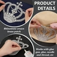 thumbnail image 4 of Silver Crown Appliques Patches 5.9x5.5 inch Rhinestone Crown Princess Cloth Applique Crown Sewing on Appliques Glitter Crown Applique for Crafts DIY Patch Clothing Jackets, 4 of 9