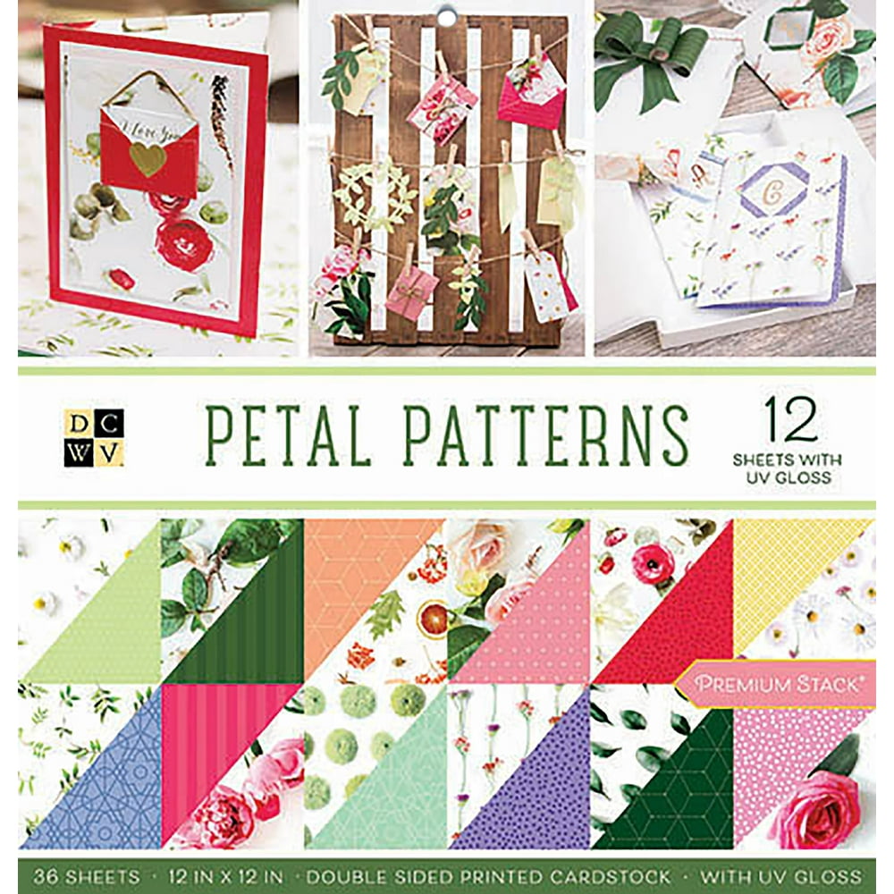 DCWV DoubleSided Cardstock Stack 12"X12" 36/PkgPetal Patterns W/UV