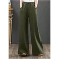 thumbnail image 1 of Pantalones de mujer de algodón y lino artísticos de primavera y verano Pantalones holgados de pierna ancha de talla grande Pantalones de cintura alta Pantalones rectos Pantalones de lino, 1 of 6