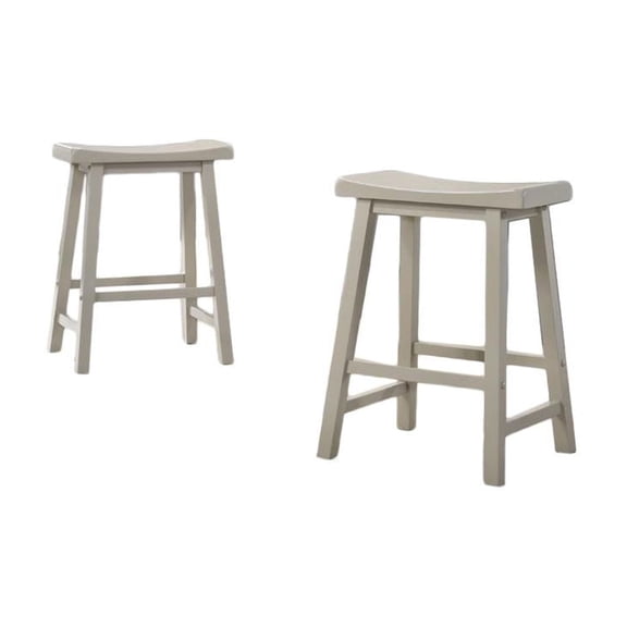 Set of 2 Alonzo Light Gray Wood Backless Ergonomic Counter Height Stool