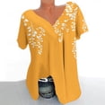 thumbnail image 2 of Blusas de Manga Corta para las Mujeres con Cuello en V Impreso Suéter Casual Top, Blusas para las Mujeres Casual, 2 of 4