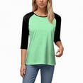 thumbnail image 6 of Towmus Womens Plus Size Tops 3/4 Sleeve Crew Neck Casual Tunic Tops Patch Color Dressy Blouses Summer Shirts, 6 of 6