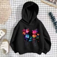 thumbnail image 4 of WAYUTE Girls Sweatshirt Oversized Colorful Butterfly Graphic Hoodies Rib Hemline Soft Loose Long Sleeve Fall Outfits Casual Dailywear,Black,Size 9-10 Y, 4 of 4