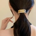 thumbnail image 4 of LZLINGMEI 2PCS Metal Ponytails Hair Cuffs, Gold Geometric Hair Ties Fashion Glossy Arch Ponytail Hair Tie for Women Hair Accessories（Gold）, 4 of 8