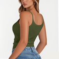 thumbnail image 5 of Women's Round Neck Slim Fit Sleeveless T-Shirt, Casual Solid Color Layering Top for Summer Basics,Army Green L, 5 of 5