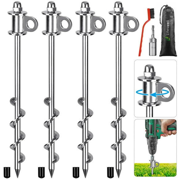Anclajes para suelo Lifeswell 4 unidades, estacas para tienda de campaña, 30 cm, alta resistencia