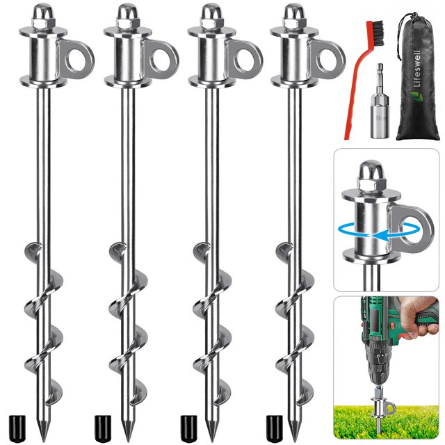 Anclajes para suelo Lifeswell 4 unidades, estacas para tienda de campaña, 30 cm, alta resistencia