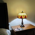 thumbnail image 2 of Amora Lighting Tiffany Style Table Lamp 19" Tall Stained Glass White Floral Tulips Nightstand Bedroom Handmade Gift AM1094TL12B, 2 of 5