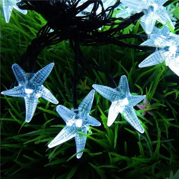 Solar Starfish String Lights:Waterproof 20ft 30 LED Starfish Fairy Lights with 2 Modes Starfish Christmas Lights for Garden Wedding Party and Holiday Decorations (Blue, 15.7ft 20LED)