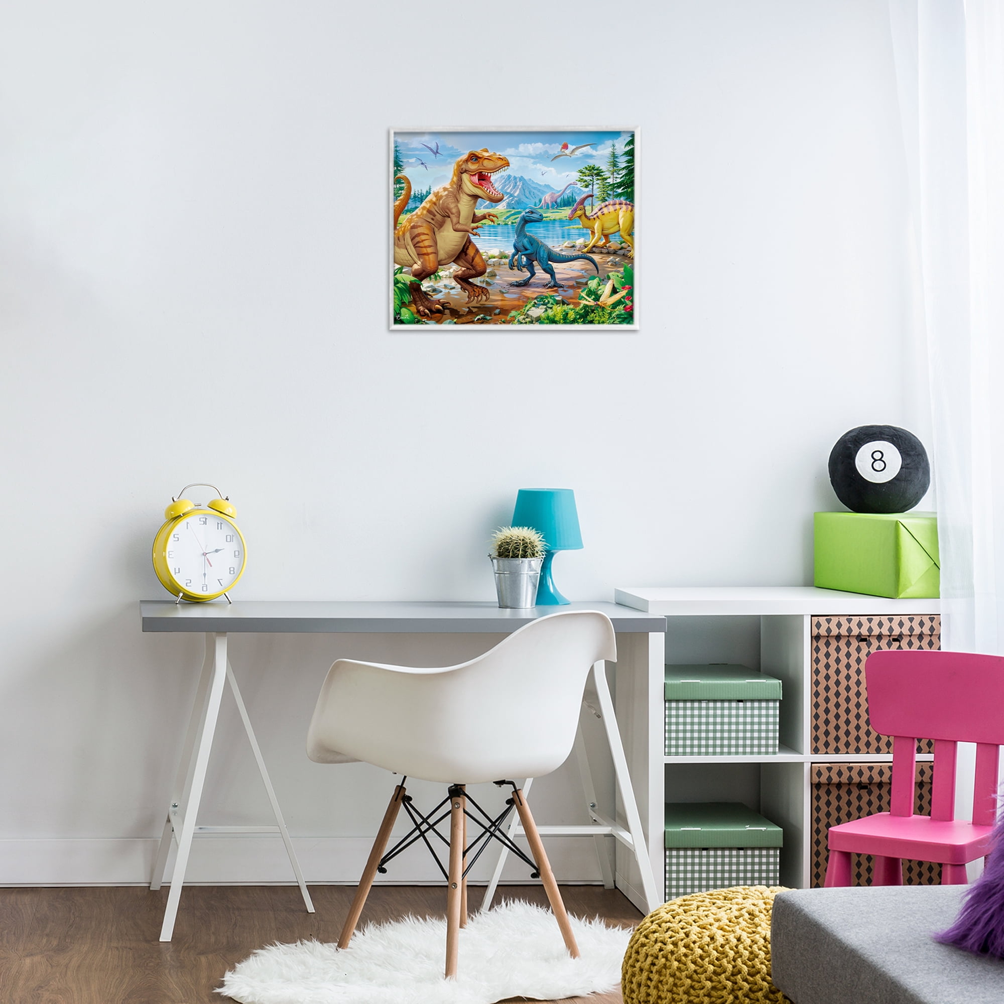 Stupell Industries Lush Jurassic Lakeside White Framed Giclee Art, design by Henriette Chinaglia