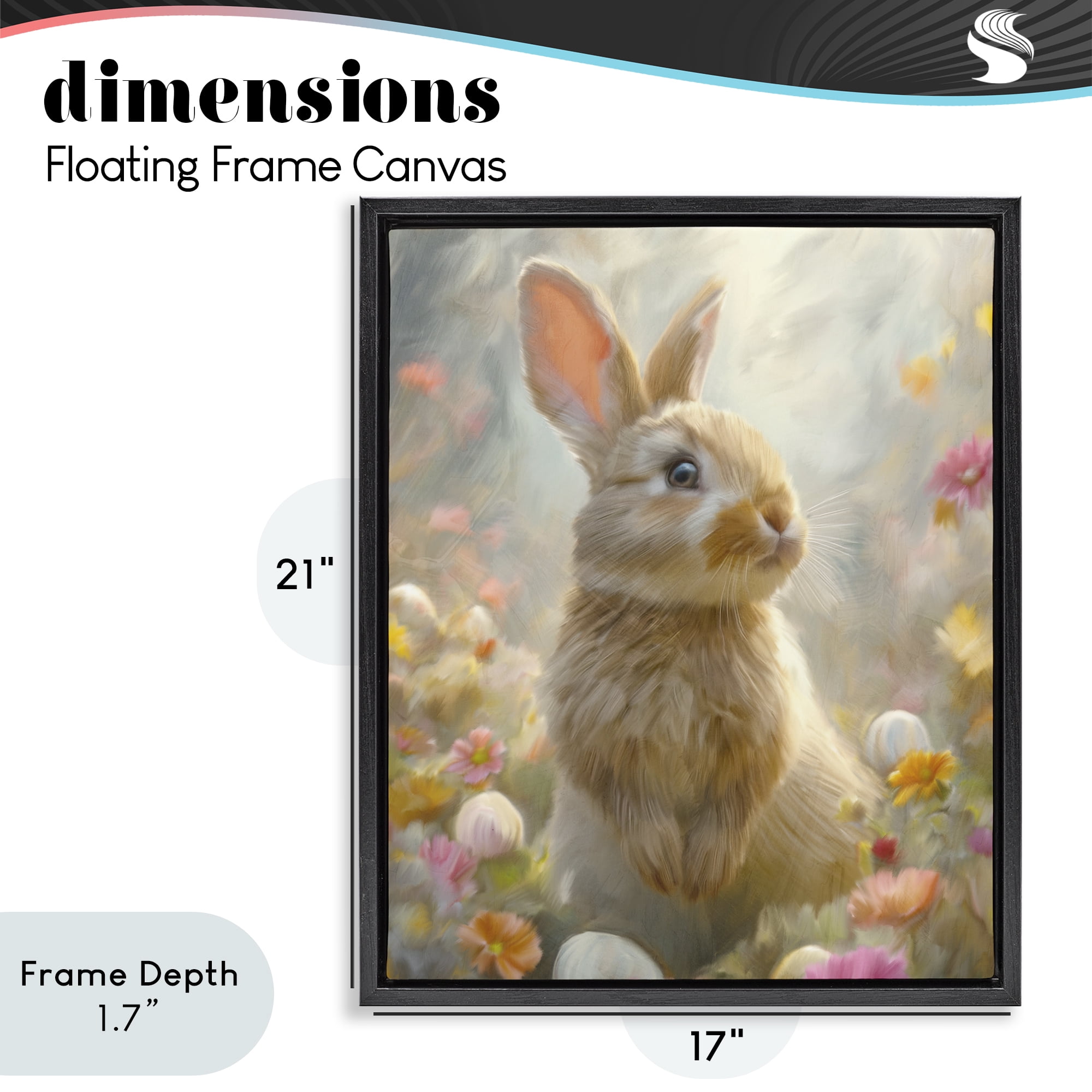 Stupell Industries Bunny Dreams Meadow Black Framed Floater Canvas Wall Art, design by Kim Allen