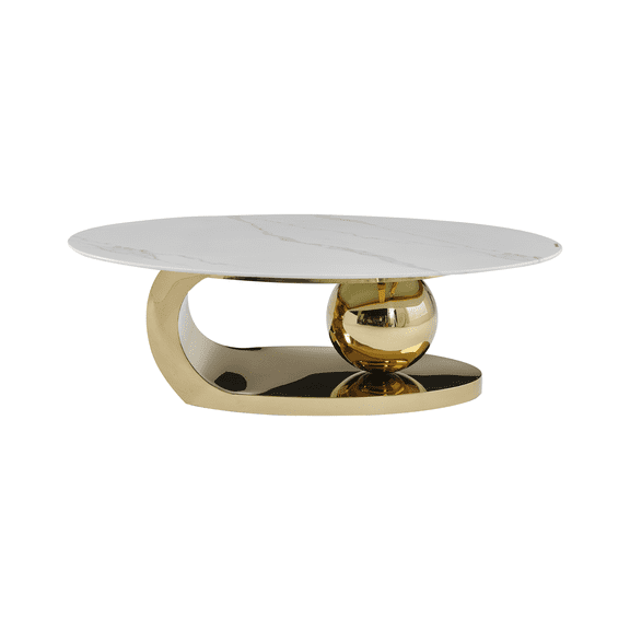 MIKIBAMA Modern Oval Faux Marble Coffee Table for Living Room