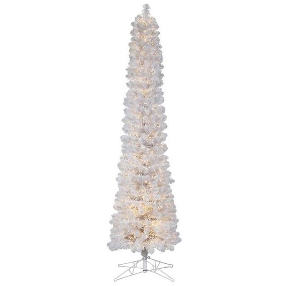 Vickerman G182586LED 10 ft. x 28 in. White Pole Christmas Tree with 8F 3 mm 3300 Warm White LED Light