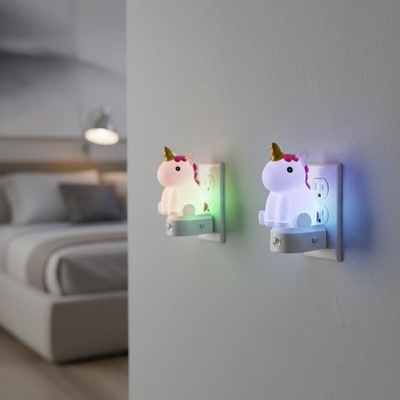 LOHASLED 2 Pack Unicorn Multicolor RGB & Warm White Kids Night Light