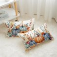thumbnail image 3 of Fall Pumpkins Pillow Covers 12x20 Inch Set of 2 Blue and Orange Pumpkin Floral Decorative Pillowcases Thanksgiving Autumn Seasonal Farmhouse Patio Outdoor Cushion Cases for Sofa Couch, 3 of 6