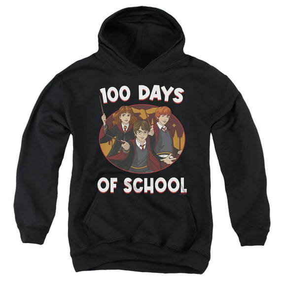 Harry Potter 100 Days of School Youth Kids Boy/Girls Pull-Over Hoodie, Black, Small