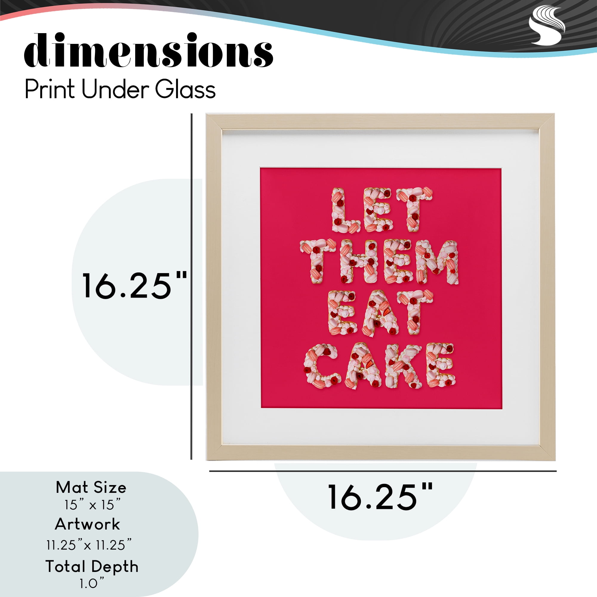 Let Them Eat Cake Birch Framed Print Under Glass, design by LISH Creative